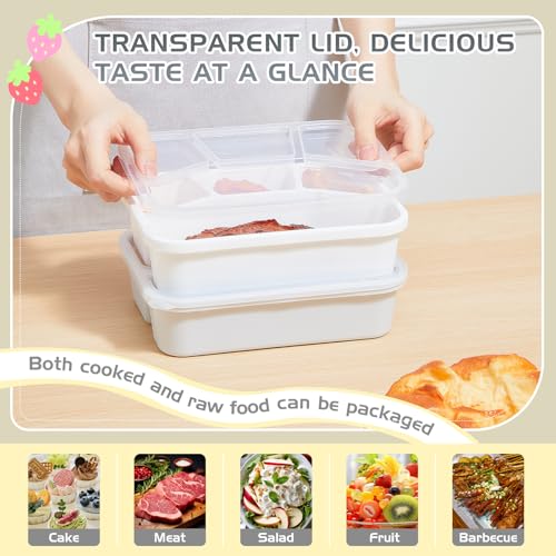 Honeydak 5 Pack Snack Containers 4 Compartment Bento Snack Boxes Reusable Lunchable Containers with Lids Divided Meal Prep Lunch Food Storage Box for School Work Travel(Black and White Ombre,Mixed) - color: Black and White Ombre, style: Mixed
