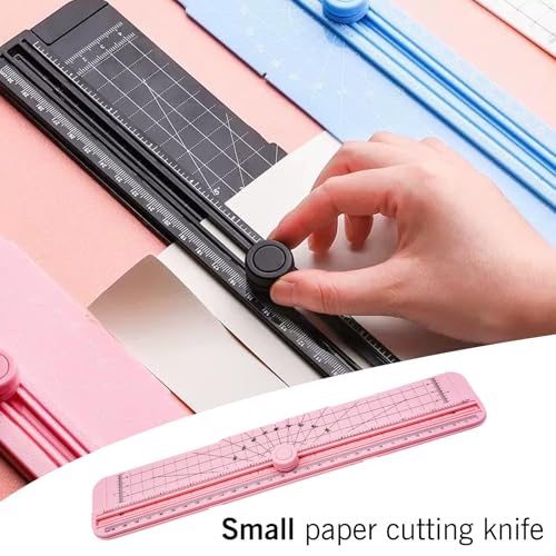 2PCS Paper Cutter Slider, 12 Inch Portable Paper Trimmer, Straight Cutting Guillotine, Cardboard Cutter for Paper Photo Vinyl Label Coupon Craft Paper(Pink) - color: Pink