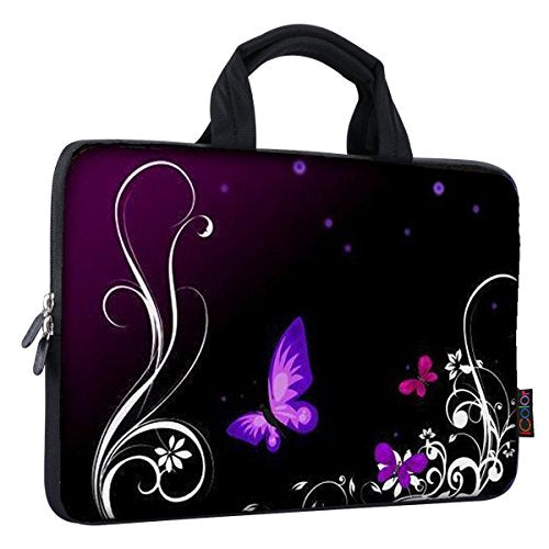 iColor 14 15 15.4 15.6 inch Laptop Handle Bag Computer Protect Case Pouch Holder Notebook Sleeve Neoprene Cover Soft Carring Travel Case for Dell Lenovo Toshiba HP Chromebook ASUS Acer Purple ICB-01 - color: Purple Butterfly