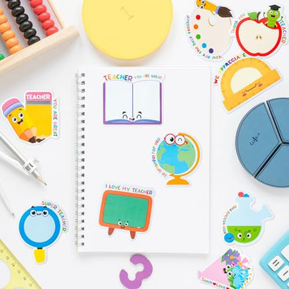 Xqumoi 30 Pack Teacher Sticky Note Back to School Office Classroom Supplies | Self-Sticky Writing Memo Pad, Daily Reminders Notepad, Page Marker, Book Pencil Ruler Shaped, Appreciation Gift, School Staff - style: Teacher Appreciation (Style 1)