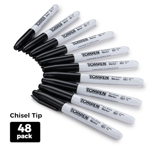 Dry Erase Markers Chisel Tip Black,48 Count Bulk,Erasable Whiteboard Markers with Low Odor Ink Quick-Drying for Calendar Boards Office Home School Writing Planning