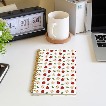 Apple Fruit Spiral Notebook, Fruit Lover Gifts Journal, Cute Aesthetic Apples Fruits Botanical Hardcover Notebook Journal, 5.5x8.3 Inch - color: Apple