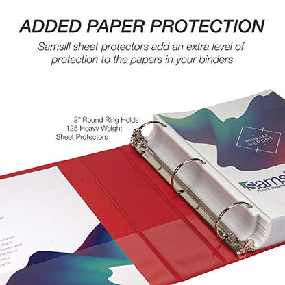 Samsill 2 Inch 3 Ring Binders, Economy Round Ring, Clear View Cover, 425 Sheet Capacity - for School, Home, Office - Red, 12 Pack - color: Red, size: 12-Pack, style: 2-Inch