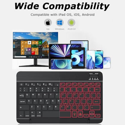 Bluetooth Keyboard for iPad, 7-Color Backlit, Rechargeable 10 inch Wireless Keyboard for iPad 10th/9th/8th Gen, iPhone,Tablet, Smartphone iOS Android Windows Computer