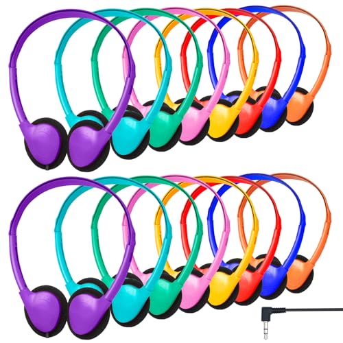 Bulk Classroom Headphones for Students Kids School 50 Pack | Wholesale Headphones Class Set with 3.5mm Jack for Chromebook Laptop PC Computer Testing(Mixed Colors) - size: 50 Pack