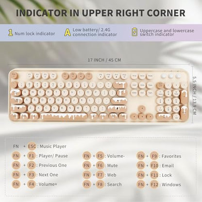 Wireless Keyboard and Mouse Combo, 2.4GHz Colorful Cute Round Keycaps Keyboard for Office Computer PC Desktops Laptop (104 Keys Ice Cream) - color: 104 Keys Ice Cream