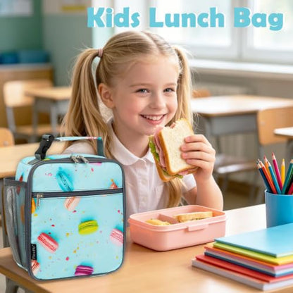 FlowFly Kids Lunch box Insulated Soft Bag Mini Cooler Back to School Thermal Meal Tote Kit for Girls, Boys, Biscuits - color: Biscuits