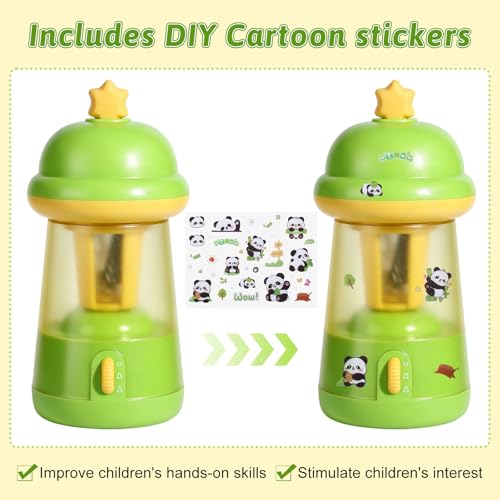 Rechargeable Electric Pencil Sharpener, 6-12mm Auto in & Out Fully Automatic Pencil Sharpener for Kids, Large Capacity Battery Powered, with Cartoon Stickers Ideal for Classroom & Home (Green) - color: Green