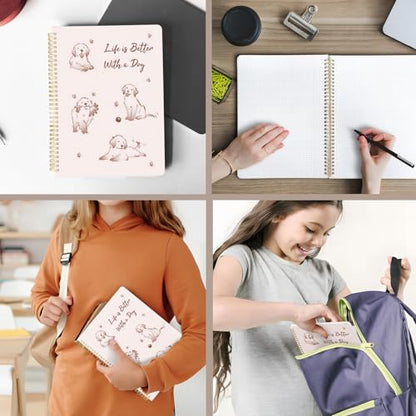 Cute Spiral Notebook journal A4 Aesthetic Pretty Design for Women Girls Kawaii with Pocket, 8.5 x 11 inch, Graph, Better Dog - color: Better Dog, style: Graph