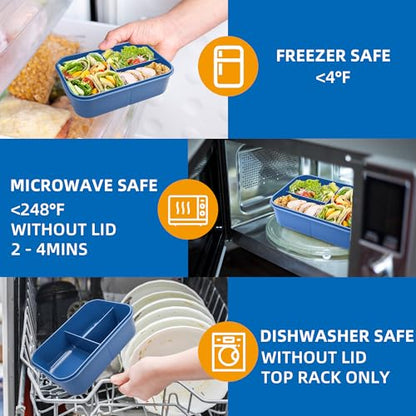 Fanhaw 40 Oz/5 Cup Bento Box for Kids, Men and Women, Lunch Box with 3 Compartments, Utensil, Microwave & Dishwasher Safe (Orange) - color: Orange