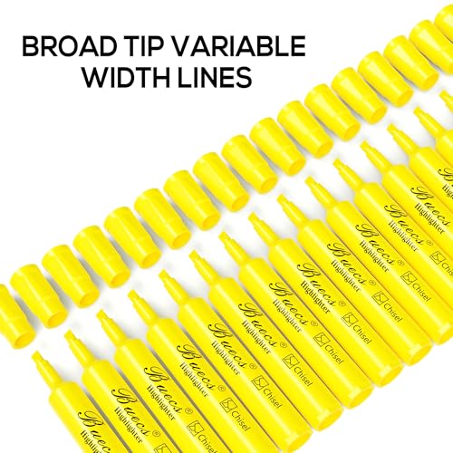 Buecs Highlighters Bulk Pack, 96 Count, Chisel Tip,Fluorescent Yellow, suitable for Adults Highlighting Planner Notes, Office School Supplies
