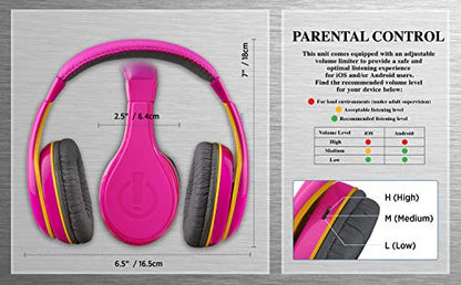 eKids 아동용 헤드폰, 스테레오 사운드, 3.5mm 잭 코드, 아동용 유선 헤드폰, 엉킴 없음, 볼륨 컨트롤, 여행용 오버 이어 어린이 이어폰 핑크 - color: 핑크