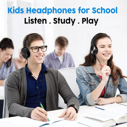 Bulk Kids Headphones for School Classroom 5-Pack,Durable Wired On-Ear 3.5mm Plug for Kids,Students,Computer,Kindle Fire,Chromebook,Laptop,Mobile Phone-Black - size: 5 PACK
