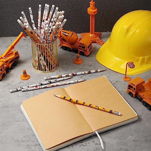 Teling 48 Pcs Construction Party Favors Fun Pencils in Bulk with Eraser for Theme Birthday Supplies Wooden Number 2 Graphite Pencils for Students Back to School Gifts Classroom - style: Construction Theme