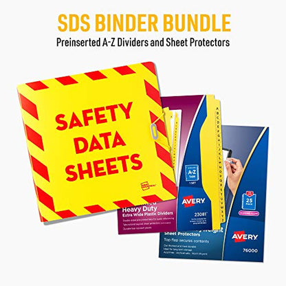 Avery UltraDuty SDS Binder Kit, 3 Inch 3 Ring Binder, A-Z Dividers, Sheet Protectors (77714) - size: 3", style: Ultra-Duty/Bundle