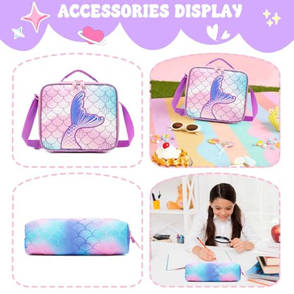 Meetbelify Kids Mermaid Rolling Backpack with Wheels for Elementary Students Kids Travel Luggage Carry on School Backpack for Girls Ages 6-8 - color: 01 Mermaid