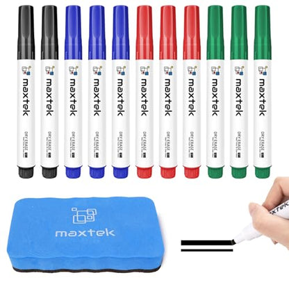 maxtek Low Odor Dry Erase Markers Chisel Tip, 12 Count | Whiteboard Markers Set, 1 Magnetic Eraser - style: Chisel Tip 13 Count