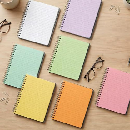 8 Pack 5 x 7 Inch Spiral Notebook, 100 Sheets/200 Pages Spiral Journals Note Books with Durable Poly Cover, 7 Bright Neon Colored Lined Paper Memo Pads Journaling Notebook for School, Office