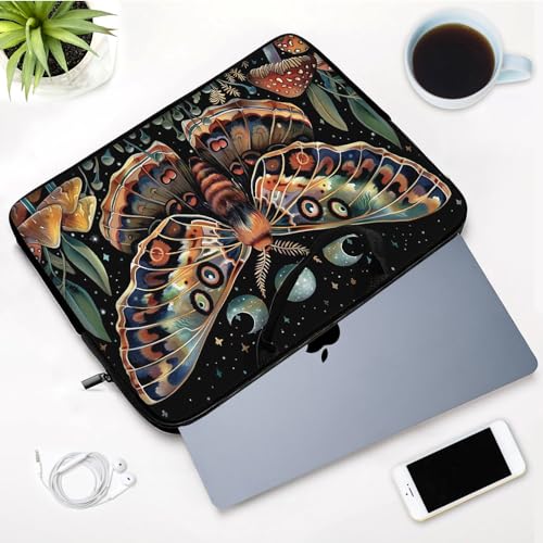 Laptop Sleeve Bag with Handle Computer Protective Soft Cover Case for 14 Inch 13 Inch Laptop,Art Butterfly Moon - color: Art Butterfly Moon
