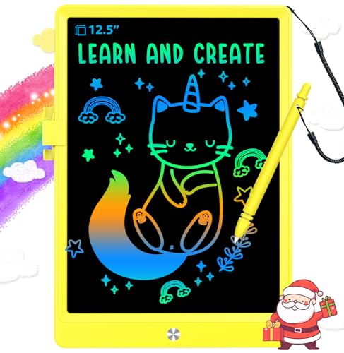 BUKEBU LCD Writing Tablet,12.5 inch Colorful Doodle Board for Kids (Yellow) - color: Yellow, size: 8"W x 11.2"H