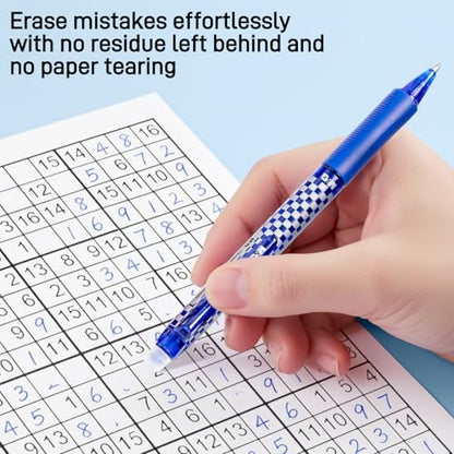M&G Erasable Pens, 15 Pcs Erasable Gel Pen Medium Point 0.7mm, Blue Erasable Gel Ink Pen with Comfort Grip and Cap, Make Mistakes Disappear for Drawing Writing Planner and Crossword Puzzles - color: Blue