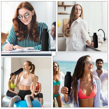 Bokon 10 Pcs Stainless Steel Water Bottle Bulk Teacher Employee Appreciation Gifts School Double Layer Vacuum 17 oz Small Mouth Sport Insulated Metal Reusable Flask Leakproof Lid - color: Black