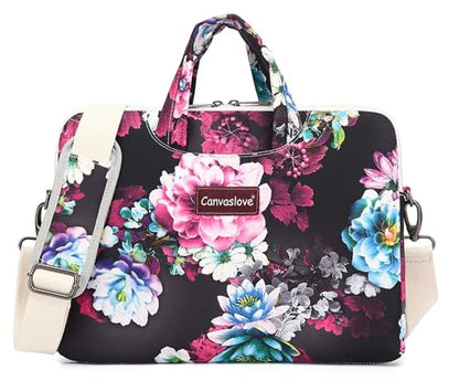 Water Resistant Laptop Shoulder Messenger Bag Sleeve Case for MacBook Pro 16 inch and 15 inch-15.6 inch laptop (Purple Lotus) - color: Purple Lotus