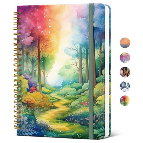 ZOTIA Lined Spiral Journal Notebook for Women, A5 College Ruled Journals for Writing, Hardcover Notebooks for Work, Note taking and Office School Supplies,140 Pages - Mystic Forest - color: S-Mystic Forest