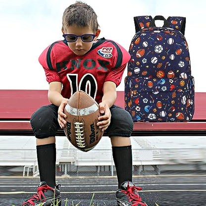 CAMTOP Backpack for Kids, Boys Girls Preschool Backpacks with Lunch Box Toddler Kindergarten School Bookbag Set - color: Soccer Baseball