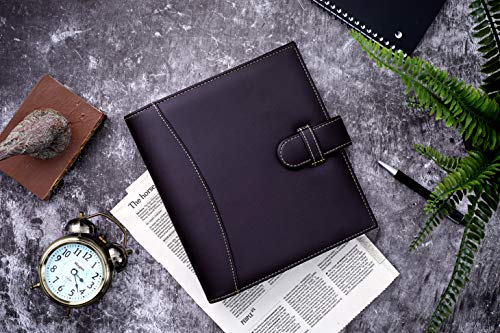 It's Academic Mini Executive Leather Portfolio Folder, 1" Ring Binder and 250-Sheet Capacity, Note Pads, and 5.5" x 8.5" Documents, 2 Pen Loops, Dark Brown Faux Leather (98295 - color: Brown, style: 8.5" x 9"