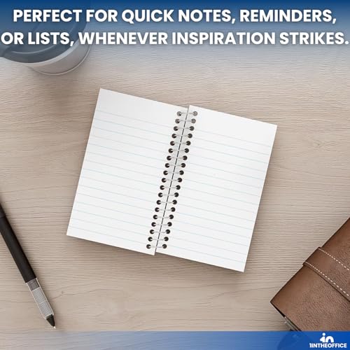 1InTheOffice Wirebound Spiral Memo Books, Memo Pads, 3" x 5", College Ruled, Small Notepad 3x5, Assorted, 75 Sheets/Pad, 10 Pads/Pack