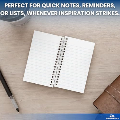 1InTheOffice Wirebound Spiral Memo Books, Memo Pads, 3" x 5", College Ruled, Small Notepad 3x5, Assorted, 75 Sheets/Pad, 10 Pads/Pack