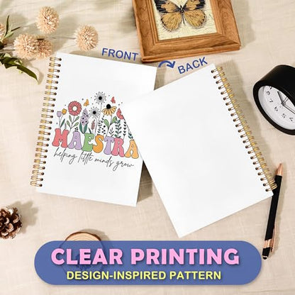 JUDFNCDE Teacher Maestra Appreciation Gifts, Regalo Para Maestra,Helping Litlle Minds Grow Floral Hardcover Notebook Journal 5.5 x 8.3 - color: Maestra-Floral