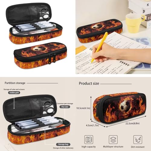 Soccer Backpack for Boys Girls Backpack with Lunch Box Water Bottle Pouch and Cute Pencil Case 4PCS Set Bookbag with Front Pocket for School 17 in Large Elementary Middle High School Bag - color: Flaming Soccer