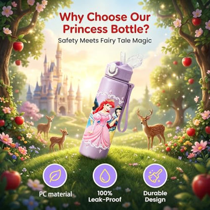 Cartoon Huntrix Water Bottle for Girls, 25oz Leak Proof with Straw Lid, Gifts for Girls (Princess) - color: Princess