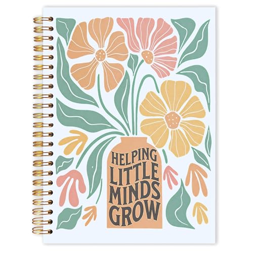 Qabliqo Teachers Gifts Spiral Notebooks, Boho Floral End of Year Teacher Gifts Journal for Writing, Teacher Appreciation Gift Notebook for Note Taking, Teachers Office Supplies, 5.5x8.3 Inch Blue - color: Blue Boho Floral Teachers