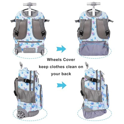 Tilami Rolling Backpack 19 inch with Lunchbox Wheeled Laptop Backpack, Turtle Blue - color: Turtle Blue
