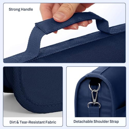 SUNEE Zipper Binder 3 Ring, 3 Inch O-Ring with Handle and Shoulder Strap, 600-Sheet Capacity, 5-Tab Expanding File Folder, Multi-Pockets for Middle School Organizer Binder with Zipper, Navy Blue - color: Navy Blue