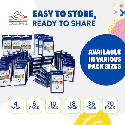Color Swell 24-Pack Crayons – Non-Toxic, Ideal for Kids, Students, Adults, and Classroom Activities - size: 1 Pack | 24 Crayons