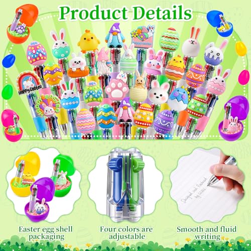 30Pcs Easter Egg Mini Multicolor Pens in One 4-in-1 Cute Pens Bulk with 30 Eggshells, Fun Gifts Assorted Ink Kawaii Ballpoint Pen - style: 30Set-Easter Egg