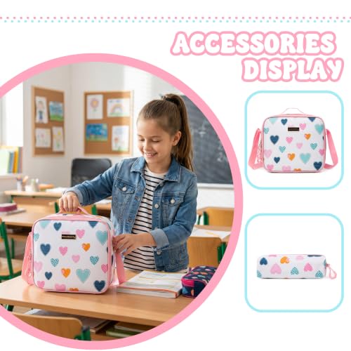 Meetbelify Rolling Backpack for Girls Boys Backpacks with Wheels Kids Carry on Luggage for Girls Boys - color: White Love