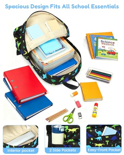 CAMTOP Backpack for Kids, Boys Girls Preschool Backpacks with Lunch Box Toddler Kindergarten School Bookbag Set (Dinosaur Blue Green) - color: Dinosaur Blue Green