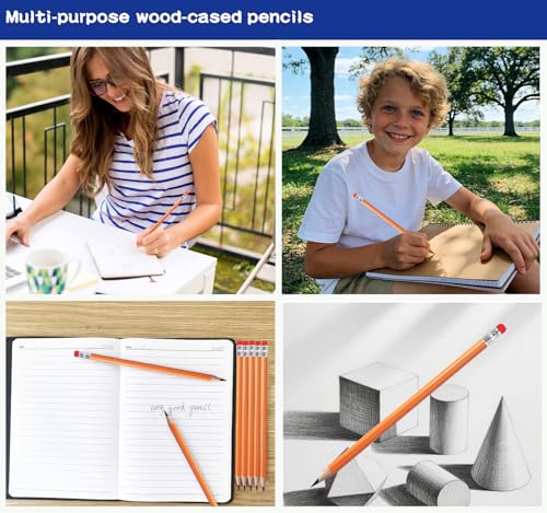 Adhere 25pcs Woodcase Pencils with Eraser Premium Pre-Sharpened Hexagon Graphite 2B pencils ideal for home, office writing including a Free Sharpener (Orange・25pcs) - color: Orange・25pcs