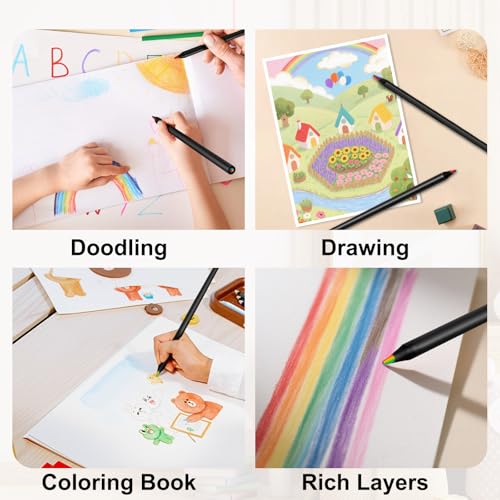 FUAOIS Stocking Stuffers for Kids Teens, 16 Rainbow Kids' Drawing Pencils, Art Supplies for Kid 4-12 Year Old
