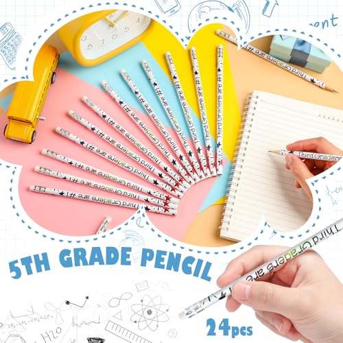 Tenceur 24 Pcs 3rd Graders Pencils Bulk Motivational Pencils with Erasers Inspirational Pencil with Back to School Supplies for Kids Student Teacher Classroom Reward - style: 3rd Graders