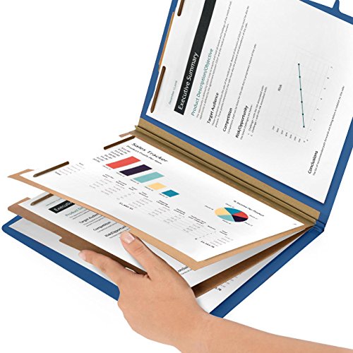 Blue Summit Supplies 10 Classification Folders, 2 Divider, Dark Blue | Heavy-duty, 2 in expansion, 2 prong fasteners, 2 dividers, 6 sections, for medical, legal, and personnel files