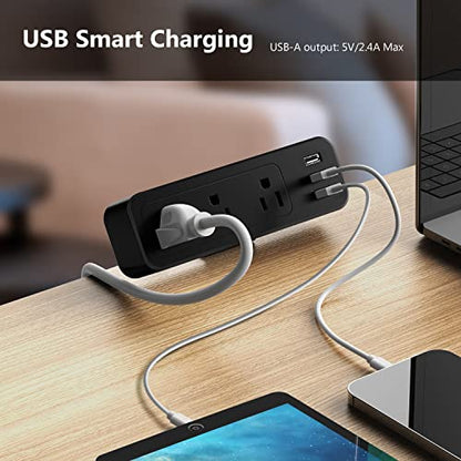 Desk Power Strip JSVER Desk Clamp Power Strip, Desk Mount USB Charging Power Station, Desk Multi-Outlets, 3 AC Outlets 6.5 ft Extension Cord Desktop Charging Clamp for Home Office Workshop