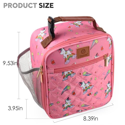Genteen Kids Lunch Box Insulated Soft Mini Cooler with Bottle Holder, Lightweight Reusable Easy-Clean Lunch bag for Girls, Boys Back to School-Unicon - color: Unicon