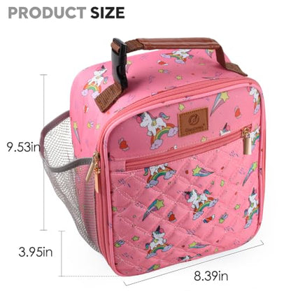 Genteen Kids Lunch Box Insulated Soft Mini Cooler with Bottle Holder, Lightweight Reusable Easy-Clean Lunch bag for Girls, Boys Back to School-Unicon - color: Unicon