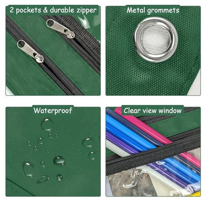 YoeeJob 1 Pack Pencil Pouch for 3 Ring Binder, Expandable Binder Pouches with Zipper, Large Capacity Pen Holder Case with Clear Window School Class Office Organizers, Teal - color: Teal